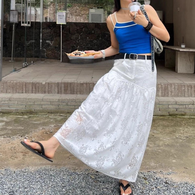 Picture of Fashion Design G-Level Sense Lace Elegant A- Line Skirt Fashion All-Match Loose Waist Slimming Skirt Women's Spring