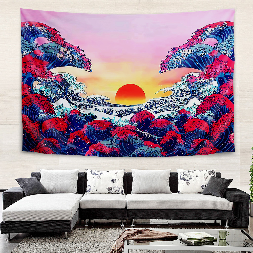 Picture of Internet Celebrity Background Cloth Ins Style Ukiyo-e Wall Cloth Tapestry Bedroom Room Decoration Background Wall Bedside Hanging Cloth