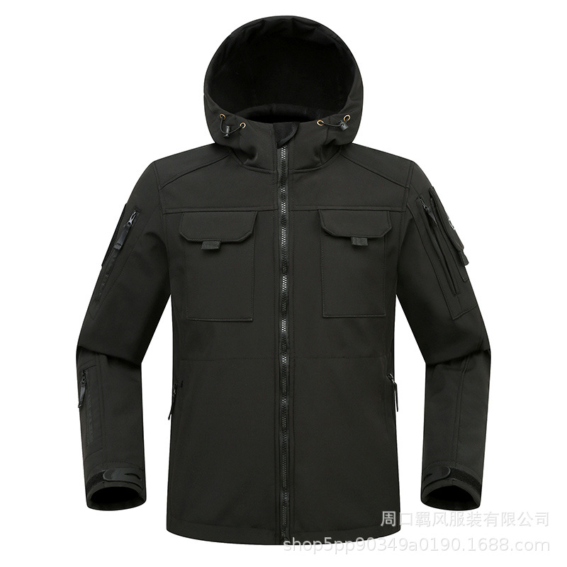 Picture of European-size Beetle Spring and Autumn Slim-fit Soft Shell Tactical Cycling Short Jacket Fleece Stretch Jacket Outdoor Cover Waterproof