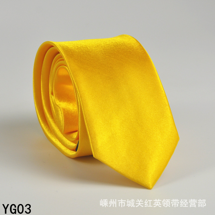 Picture of Solid color tie men's casual 5cm Korean style artificial silk narrow tie for workplace wedding business administrative wholesale
