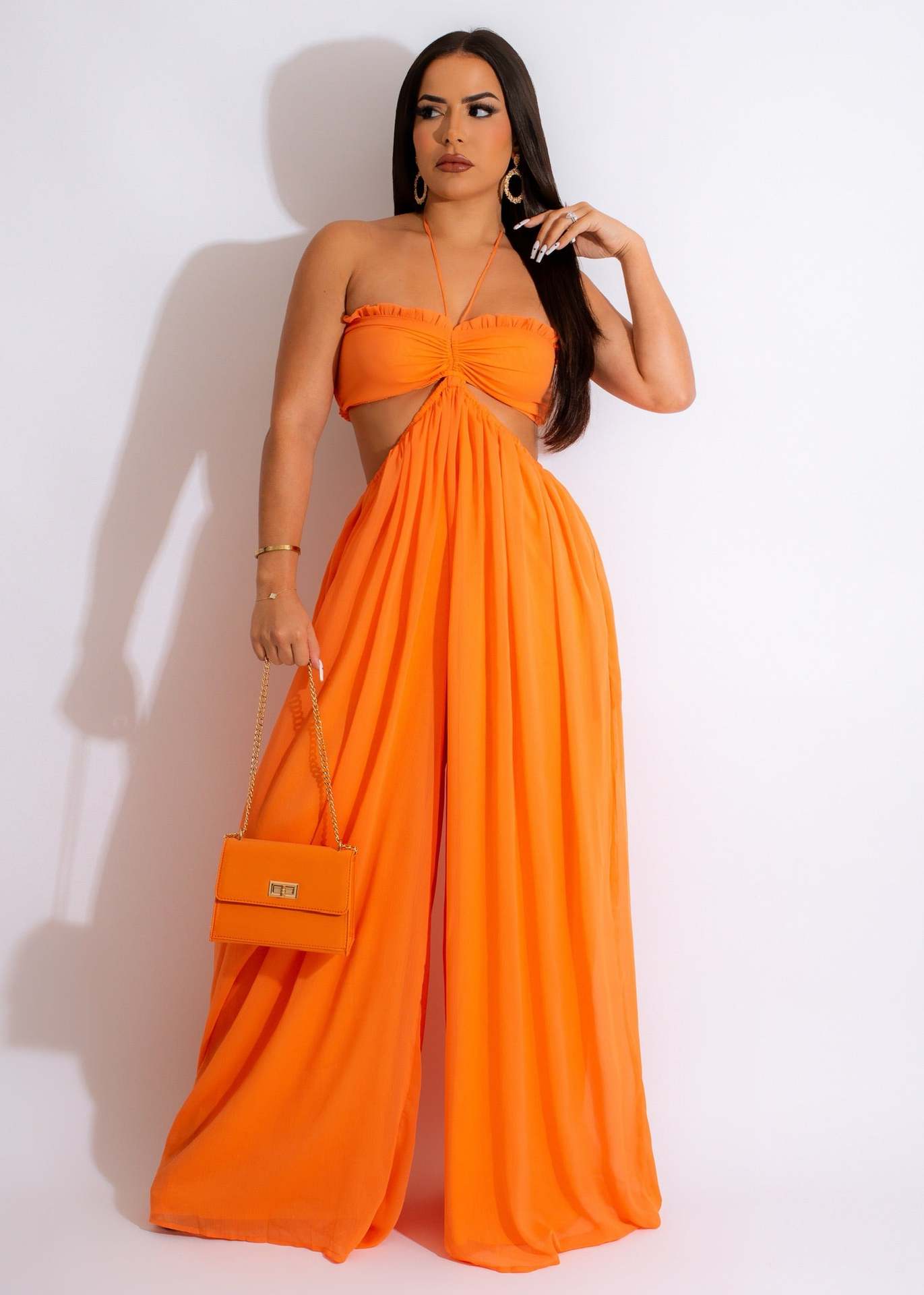 Picture of Cross-border e-commerce source factory Amazon best selling sexy chiffon chest-wrapped bare back wide-legged jumpsuit European and American women's clothing