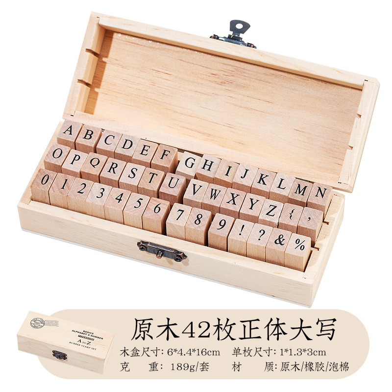 Picture of Basic Hand Account Set Typewriter Font Seal Ming Dynasty Orthodox Alphanumeric Wooden Seal 36 Pieces