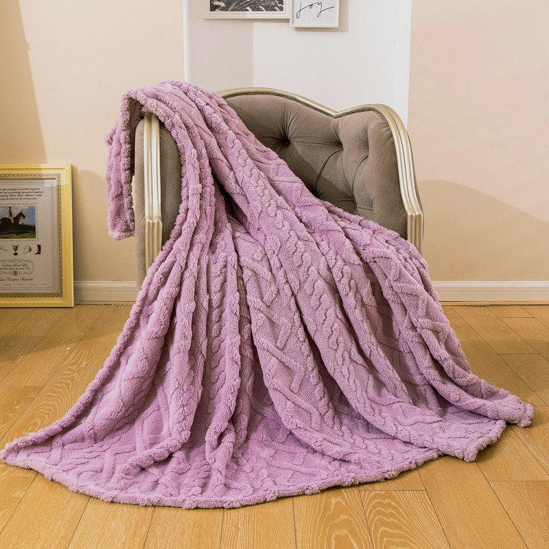 Picture of Solid Color 3D Jacquard All Year Round Taffeta Blanket Quilted Flannel Spring and Summer Nap Blanket Cover Small and Super Soft