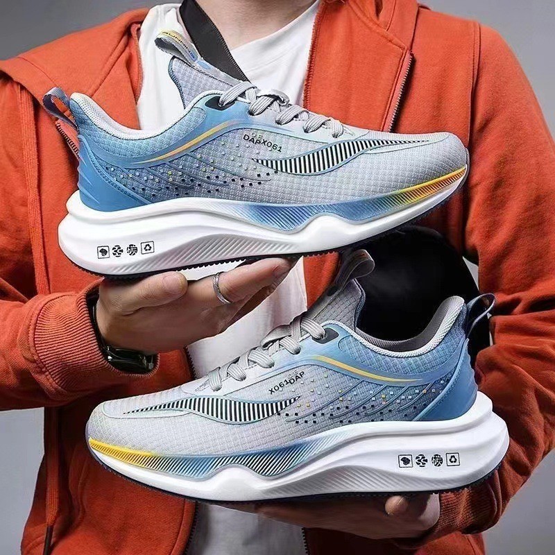 sneaker Men's 24-Year Four-Season Mesh Breathable Advanced Casual Shoes Lace-Up Low-Top Student Contrast Running Shoes