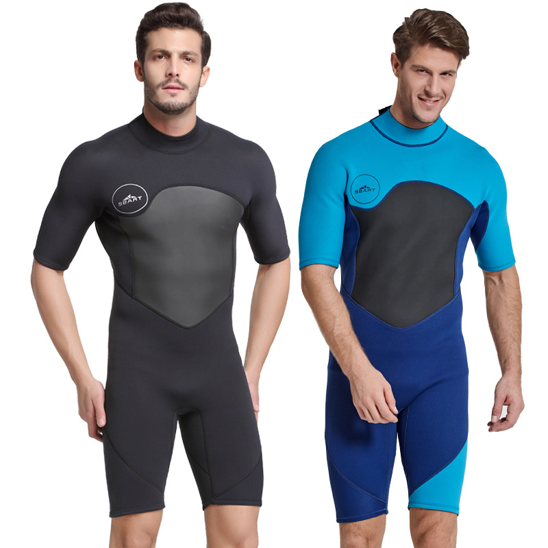 2mm one-piece short sleeve swimsuit men's sunscreen warm surfsuit deep diving thickened snorkeling swimsuit wet suit wetsuit