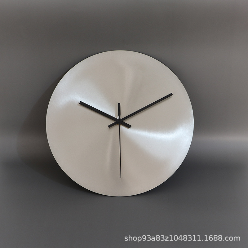 Picture of Modern Simple Industrial Style silver Living Room Wall Clock No Digital Studio Decoration Clock Round Nordic Clock